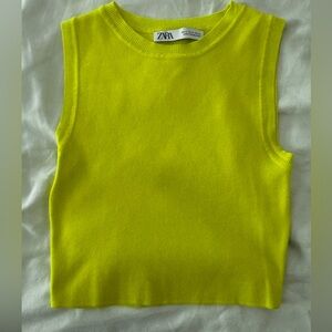 Zara Vibrant Lime Sleeveless knit shirt